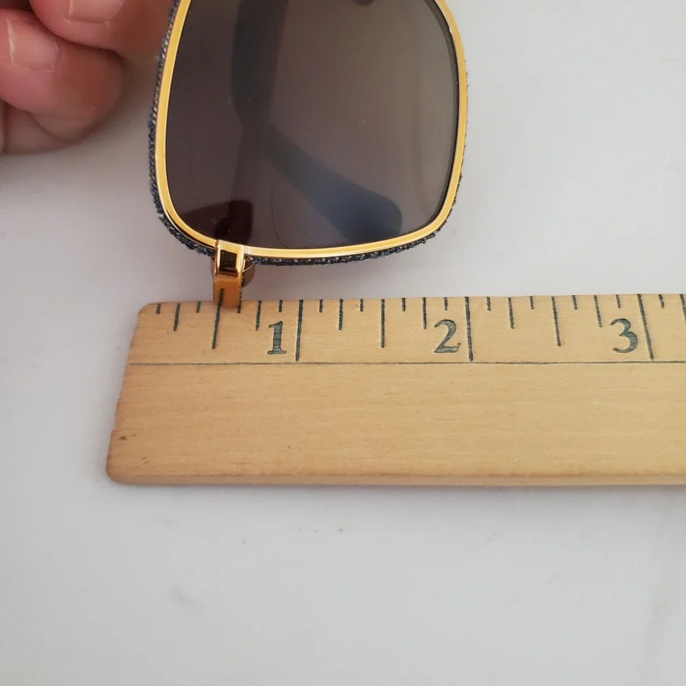 Chanel 4222 Gold Navy Denim Polarized Square Sunglasses Women CC Logo Italy